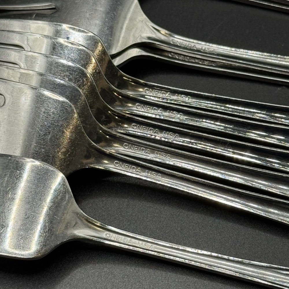 Set Of 10 Oneida USA BANCROFT Stainless Glossy Salad Forks 6 3/4" - Picture 4 of 5